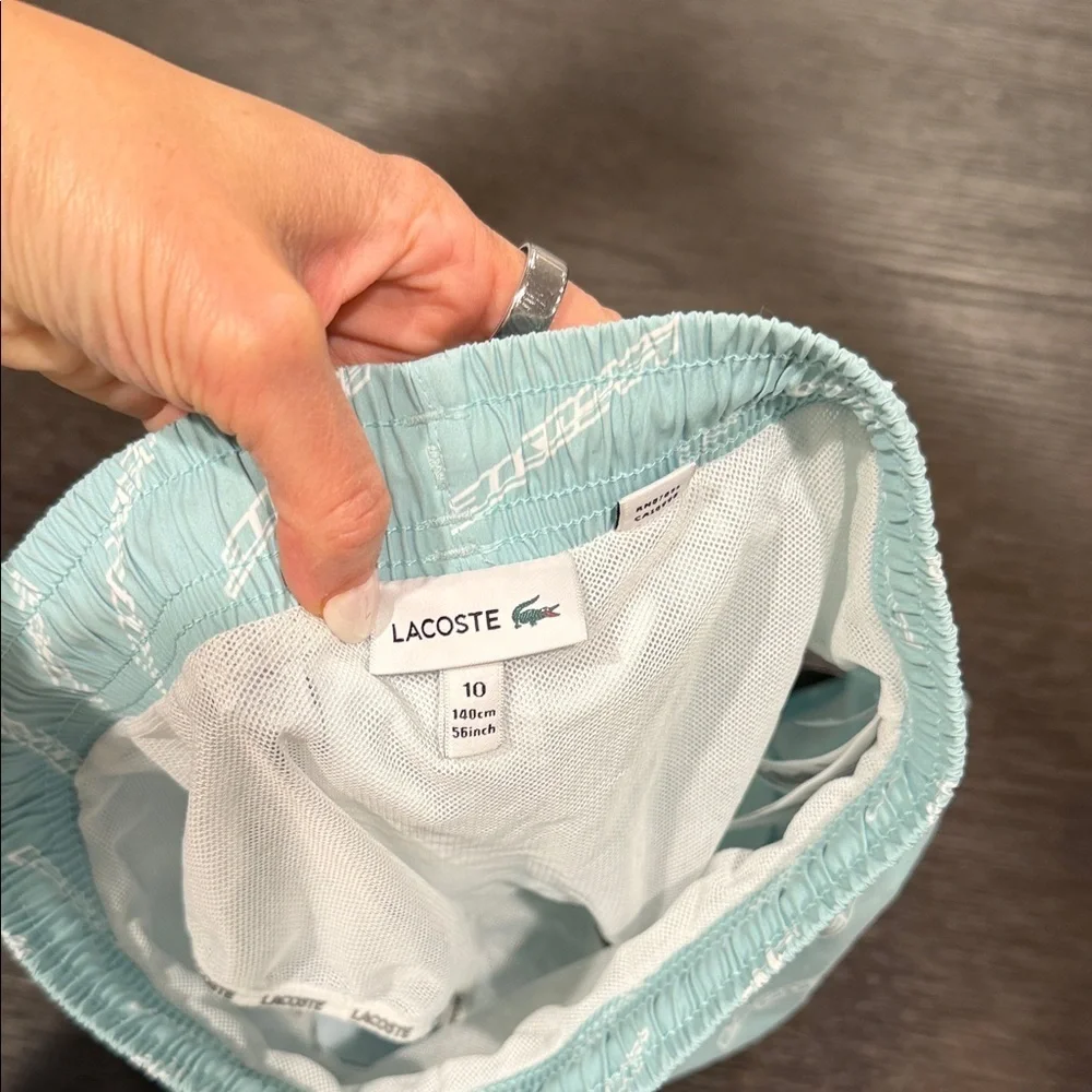 Lacoste Men's Aqua Swim Trunks with Logo Pattern